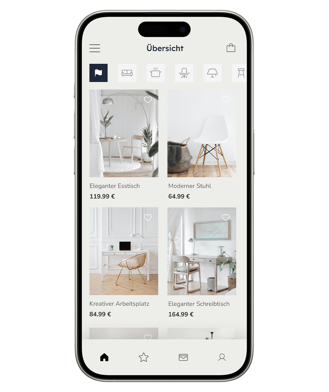 Mobile App auf iPhone, E-Commerce Shop für Möbel